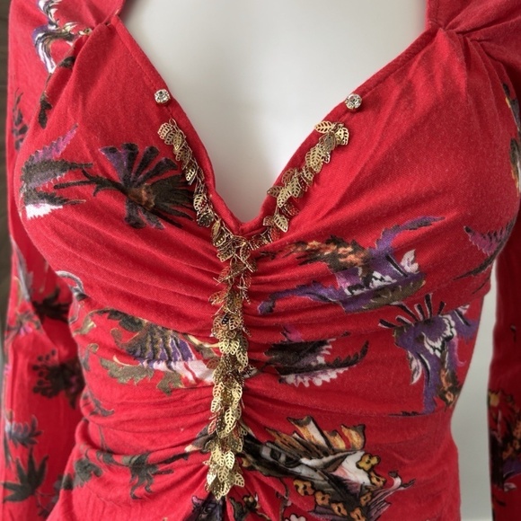 Roberto Cavalli CLASS *Vintage* Sweater Long Sleeve Red Floral Sz 8 US Authentic - Picture 6 of 14